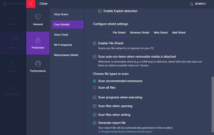 Turn off the Scanning Feature on Avast