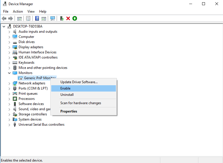 Enable Generic PnP Monitor