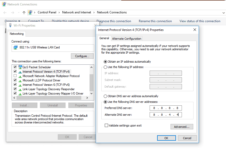 Unidentified Network Set up DNS