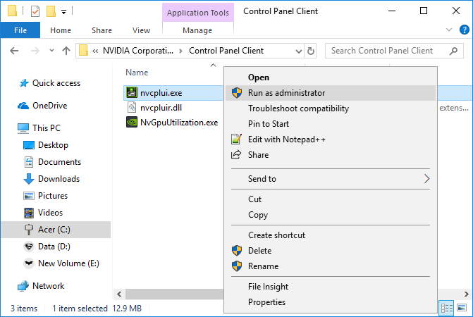 Open NVIDIA Control Panel Manually