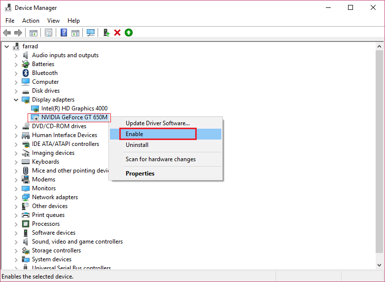 Update the Graphics Card Drivers