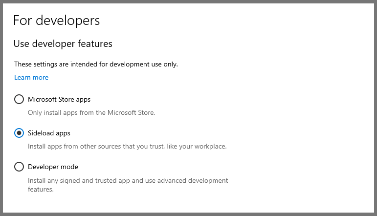 Disable Side Loading Apps Feature