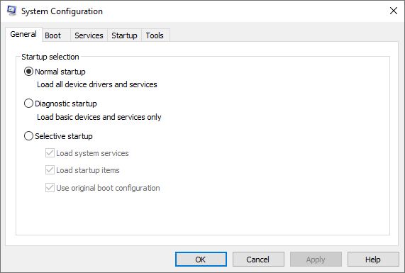 Change Startup Options From Selective To Normal