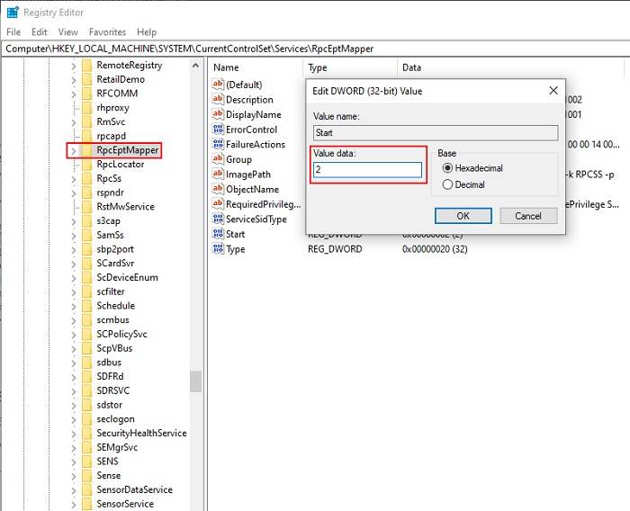 Force RPC Services To Start Using Registry Editor 3