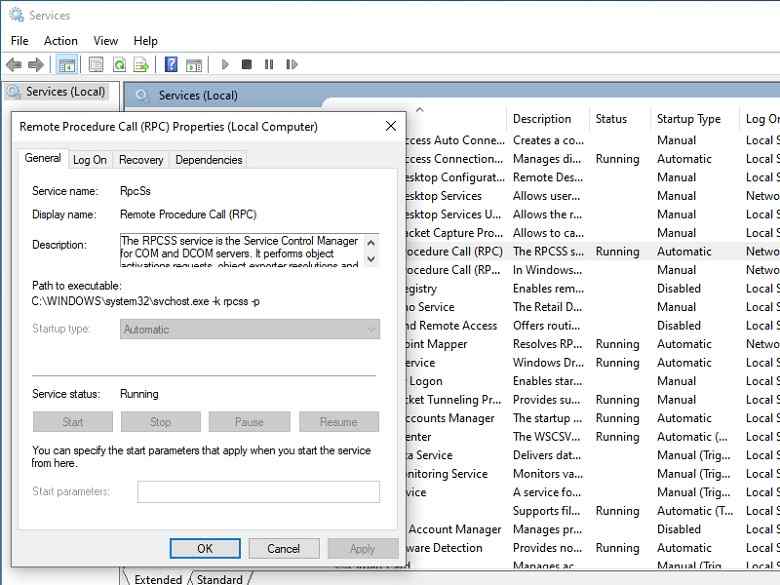 Make sure the RPC Service is running properly