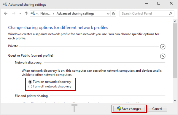 Enable Network Discovery Enable Network Discovery
