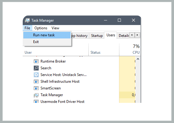 End Windows Explorer Task