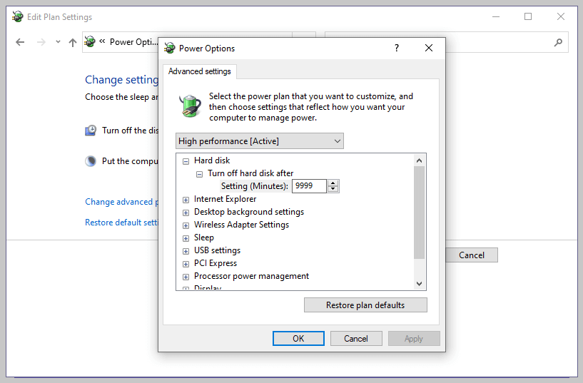 Change Advanced Power Settings