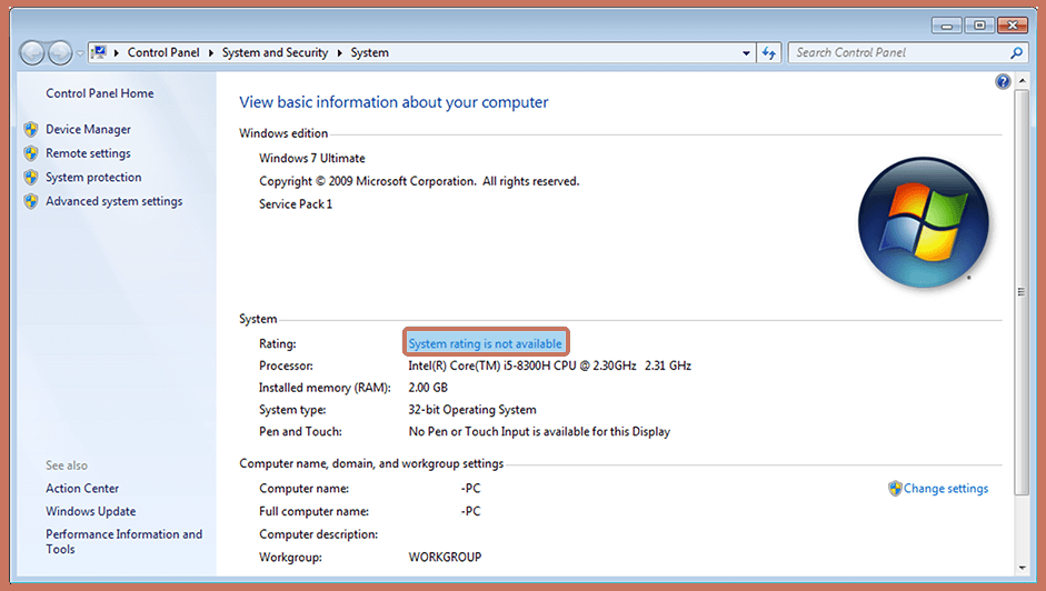 Open the System Rating Menu