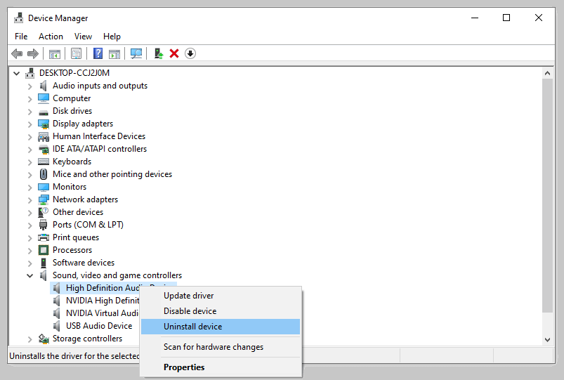Reinstall the Default Windows Audio Driver