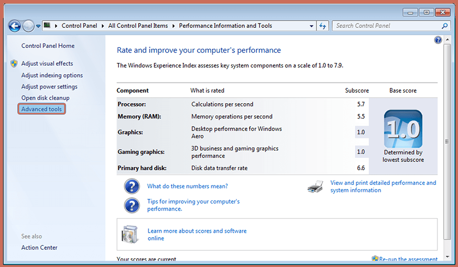 Reset Windows Experience Index