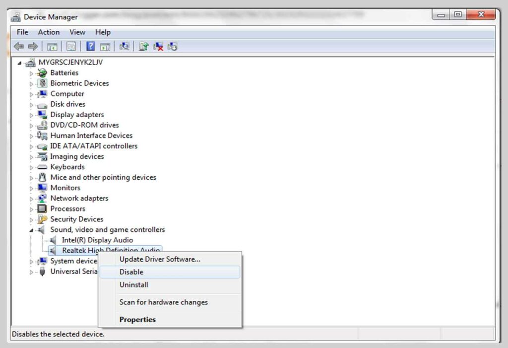 Restart The Audio Device Restart The Audio Device