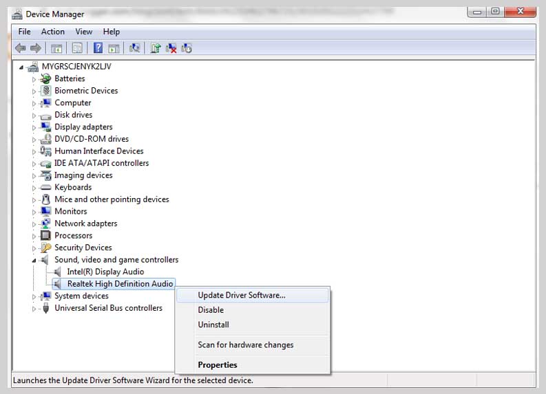 Update The Audio Device Update The Audio Device