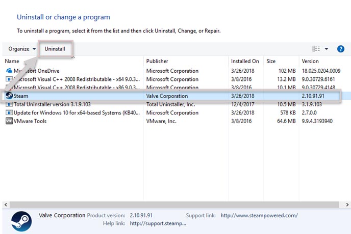 unistall steam manually unistall steam manually