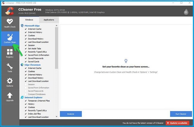 Clean Cache with CCleaner Clean Cache with CCleaner