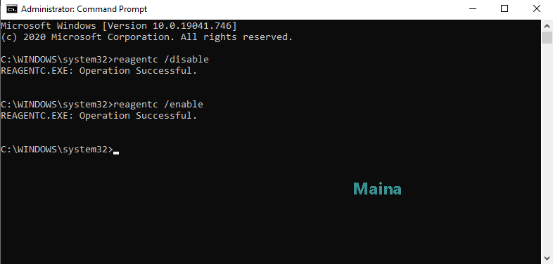 Disable REAgentC.exe