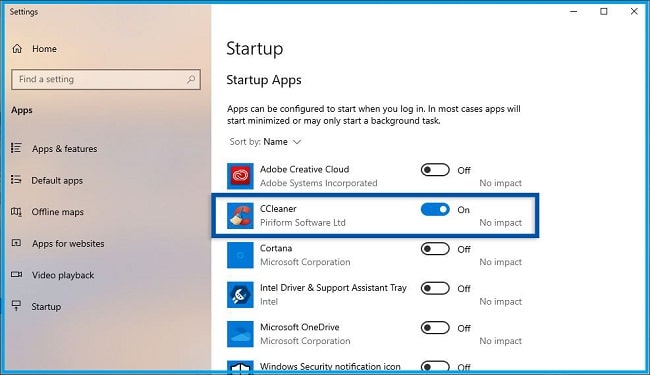 Turn off the Startup Program via Settings