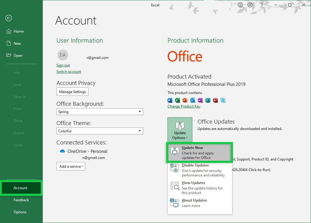 Update Microsoft Excel Update Microsoft Excel
