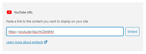 Use Embed for Video Use Embed for Video