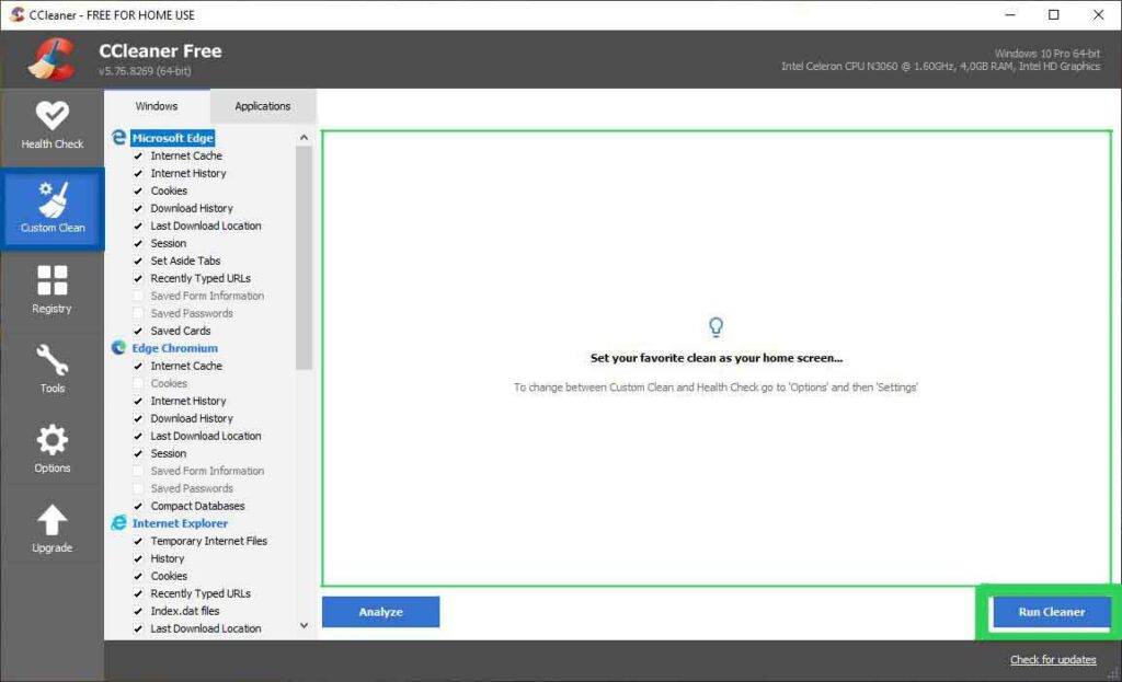 Using CCleaner Using CCleaner