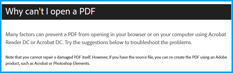 why i can't open pdf file why i can't open pdf file