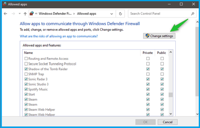 Allow an app through the firewall