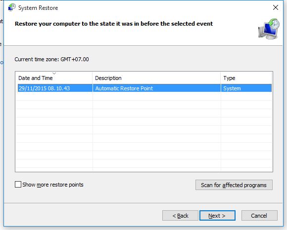 Using System Restore