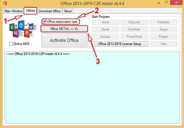 Office 2013 activation steps using KMS Office 2019