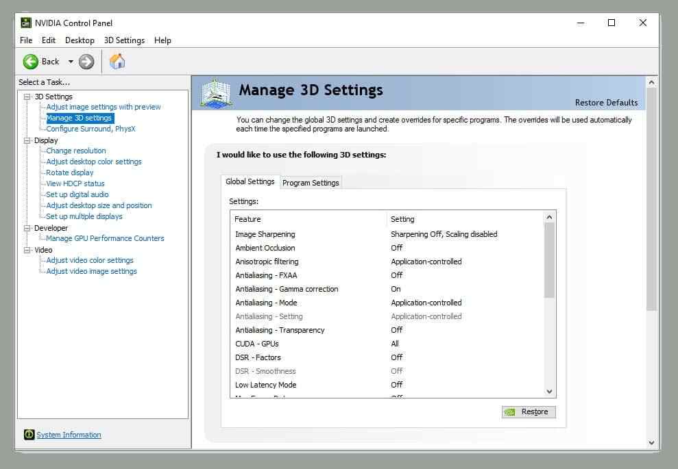 Setting Graphics in Driver Setting Graphics in Driver
