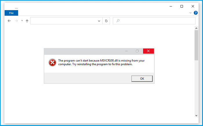 Cause Message MSVCR100.DLL is Missing Cause Message MSVCR100.DLL is Missing