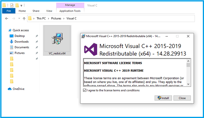 Install the Microsoft C++ Redistributable Application Install the Microsoft C++ Redistributable Application