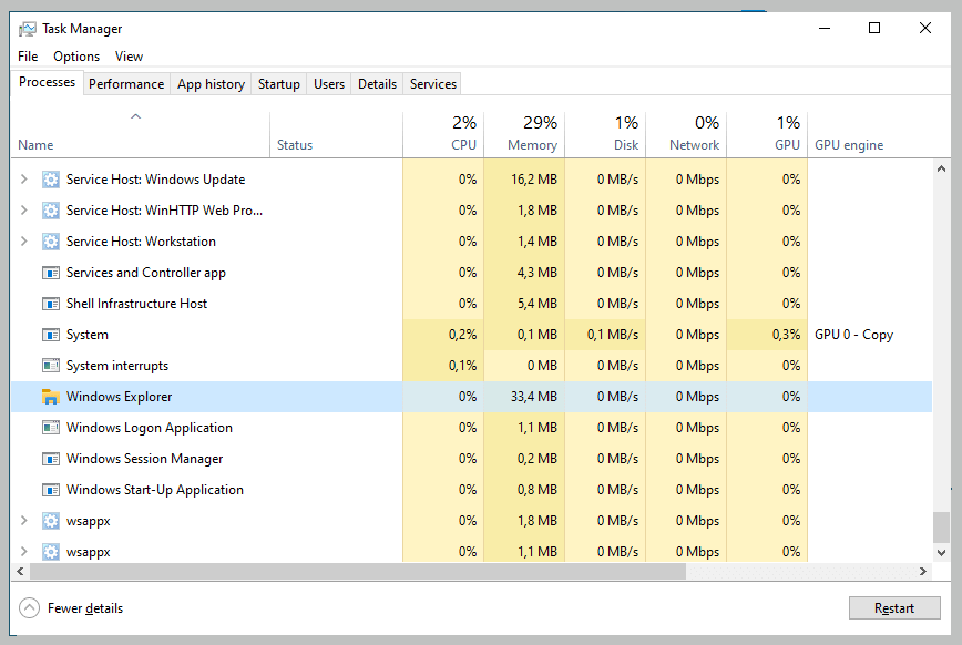 Restart Windows Explorer