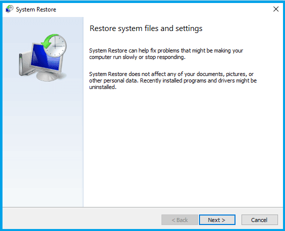 Try Using System Restore Try Using System Restore