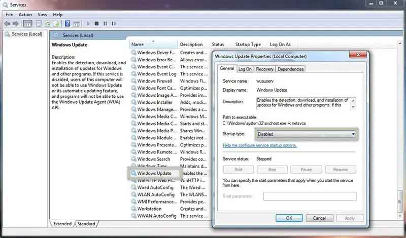 Turn off Windows Updates Turn off Windows Updates
