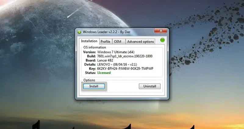 Using Windows Loader Using Windows Loader