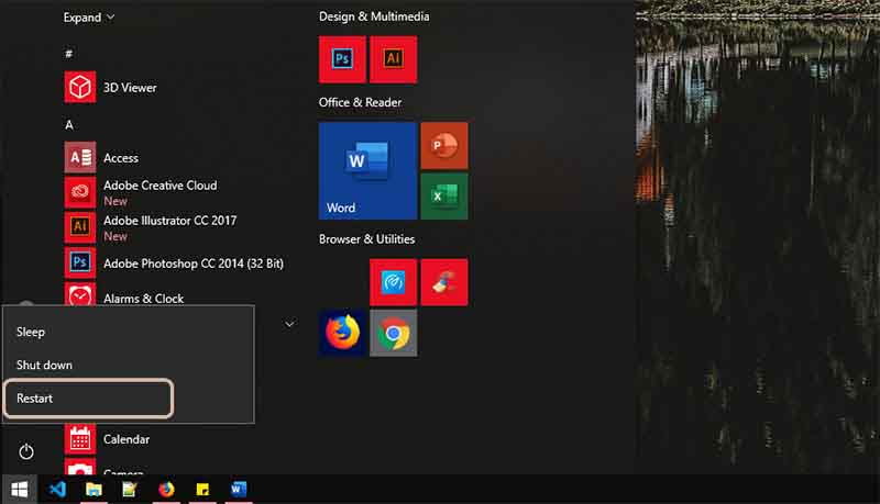 Via the Start Menu Via the Start Menu