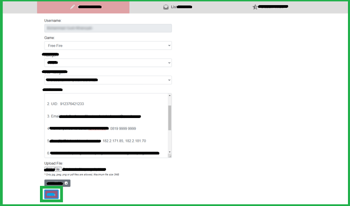 Send Tickets to Garena Send Tickets to Garena