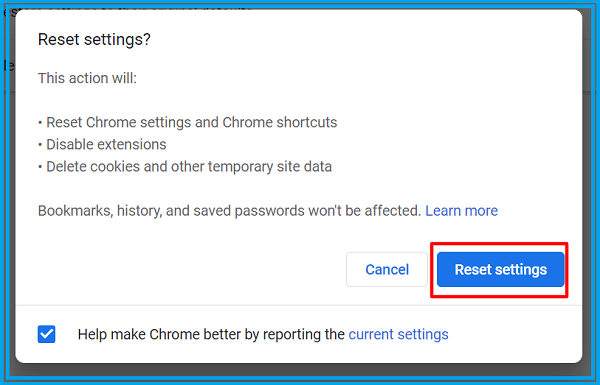 Reset Chrome Settings Reset Chrome Settings
