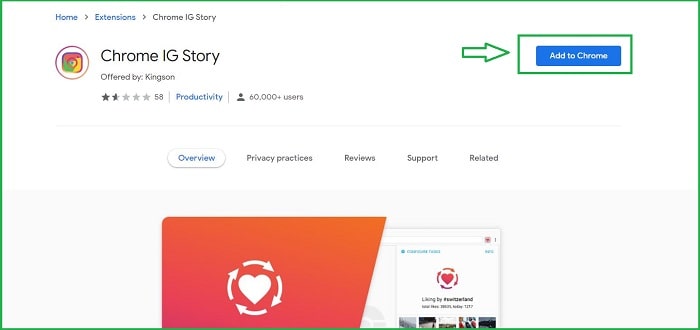 Using the IG Story Chrome Extension on Google Chrome