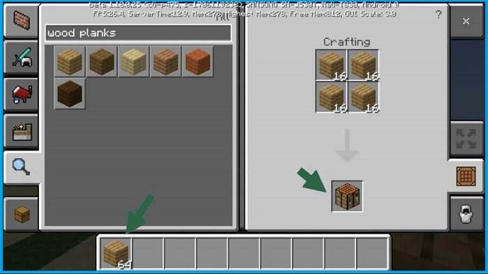 Buat Item Crafting Table