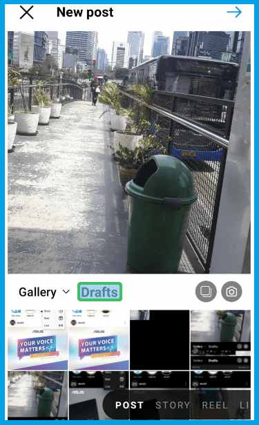 Select the Drafts tab Select the Drafts tab