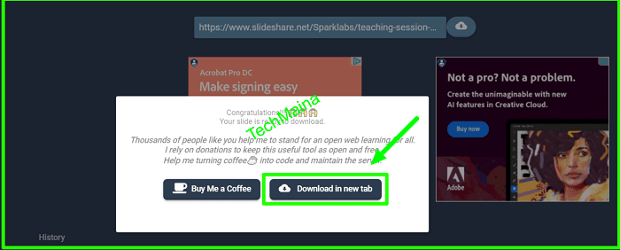 Download in the new tab