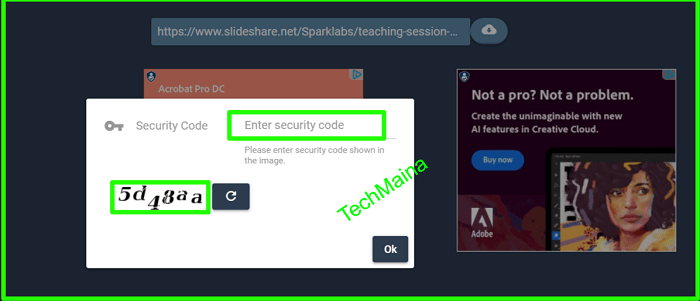 Enter the appropriate security code
